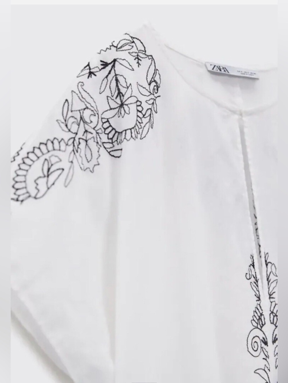 Zara White Embroidered Tiered Maxi Dress Sz XL - Picture 7 of 9